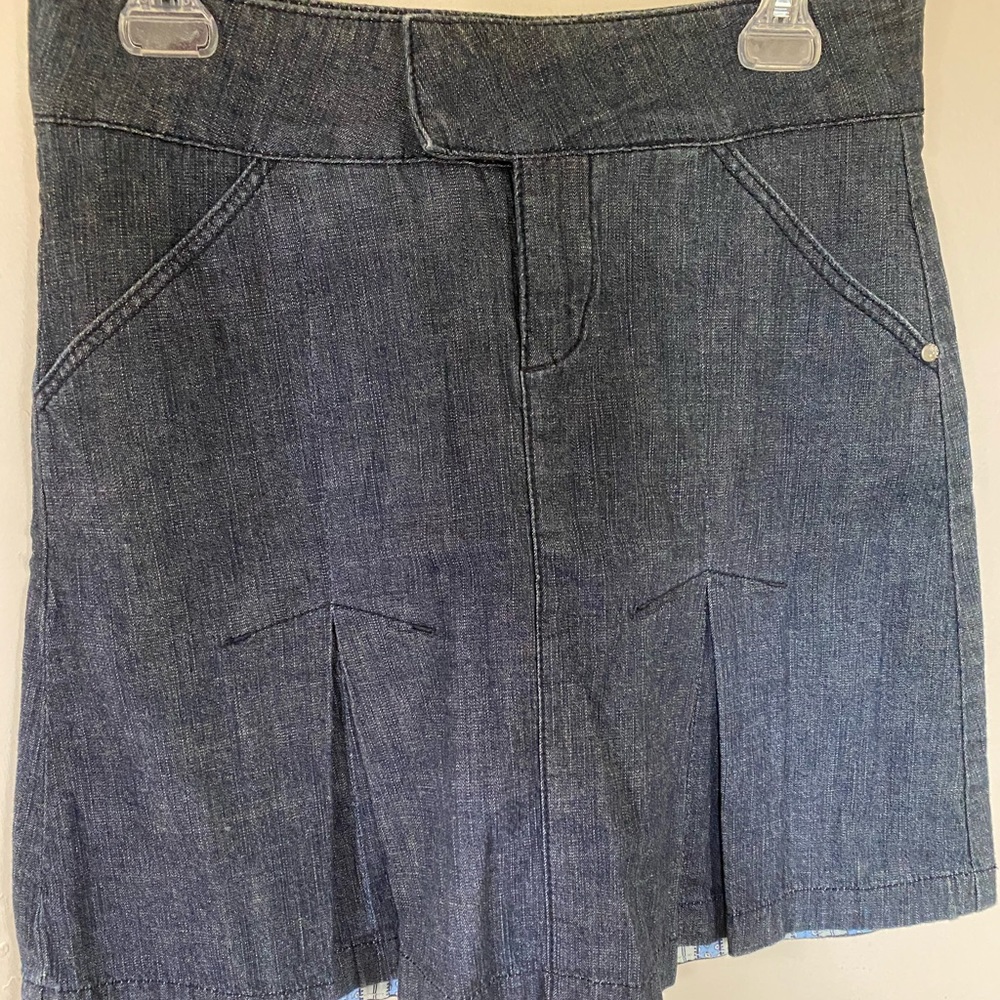 Anthropologie denim pleated skirt, bica cheia